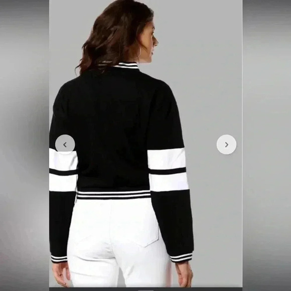 [L]Smyth Campus Sutra  Striped Snap Button-Down Bomber Jacket Women - Picture 3 of 10